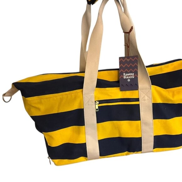 NEW!! Rowing Blazers Target Rugby Stripe Preppy Weekender Yellow Blue Duffel Bag - Picture 1 of 16